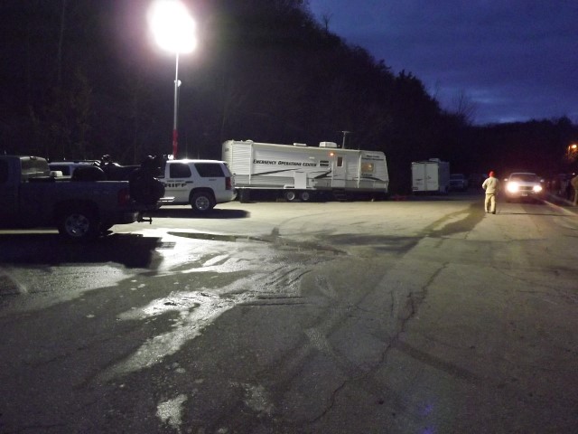 Operations trailer during night activities